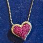 925 Italy Signed Pink Heart Pendant Necklace