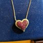 925 Italy Signed Pink Heart Pendant Necklace