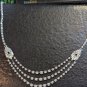 Double Hamsa Triple Row All around 10 Cts Plus CZ 925 Marked Silver Necklace