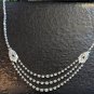 Double Hamsa Triple Row All around 10 Cts Plus CZ 925 Marked Silver Necklace