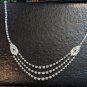 Double Hamsa Triple Row All around 10 Cts Plus CZ 925 Marked Silver Necklace