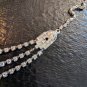 Double Hamsa Triple Row All around 10 Cts Plus CZ 925 Marked Silver Necklace