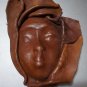Handmade Haitian African Molded Leather 3D Face Sculpture Mask Art