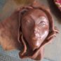 Native Haitian African Crafted Leather Face Mask Wall Handmade Genuine