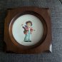 M J Hummel - Goebel Mini Collecor Plate in  Wood Frame 1984 Little Music Maker
