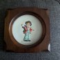 M J Hummel - Goebel Mini Collecor Plate in Wood Frame 1984 Little Music Maker