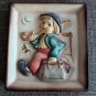 Vintage Hummel Goebel Merry Wanderer Wall Plaque 5.5" x 5.5" Square