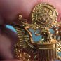 Vintage US ARMY OFFICER CAP BADGE PIN STAMPED Gold Tone E Pluribus Unum