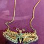 Necklace Butterfly Insect in Gold Tone 16" Link Chain Spring Ring Clasp