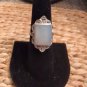 Vintage NF 925 SIGNED Sterling Silver MOTHER OF PEARL Marcasite RING Size 6.75