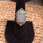 Vintage NF 925 SIGNED Sterling Silver MOTHER OF PEARL Marcasite RING Size 6.75