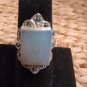 Vintage NF 925 SIGNED Sterling Silver MOTHER OF PEARL Marcasite RING Size 6.75
