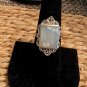 Vintage NF 925 SIGNED Sterling Silver MOTHER OF PEARL Marcasite RING Size 6.75