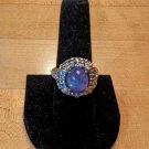 Victoria Wieck Ring Iolite Cabochon White Topaz Sterling Silver Gold Vermeil sz8