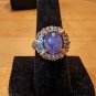 Victoria Wieck Ring Iolite Cabochon White Topaz Sterling Silver Gold Vermeil sz8