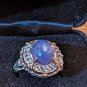 Victoria Wieck Ring Iolite Cabochon White Topaz Sterling Silver Gold Vermeil sz8