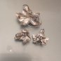 VINTAGE CARL ART STERLING SILVER GRAPE LEAF BROOCH AND EARRING SET 12 grams