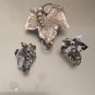 VINTAGE CARL ART STERLING SILVER GRAPE LEAF BROOCH AND EARRING SET 12 grams