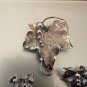VINTAGE CARL ART STERLING SILVER GRAPE LEAF BROOCH AND EARRING SET 12 grams