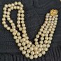 Vintage Multi strand Pearl Necklace With Golden Flower