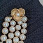 Vintage Multi strand Pearl Necklace With Golden Flower