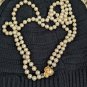 Vintage Multi strand Pearl Necklace With Golden Flower