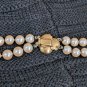 Vintage Multi strand Pearl Necklace With Golden Flower