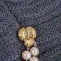 Vintage Multi strand Pearl Necklace With Golden Flower