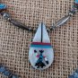 Santo Domingo Pueblo Navajo Inlay Coral Shell Turquoise Kachina 2 Layer Necklace