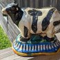 Vintage Ceramic Figural Cow Decor, Shabby Chic Rustic style Cow Decor