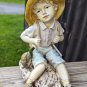 Large Tiered Daydreaming Innocent Young Homco Boy Sitting Down On Rock Figurine