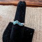 Unique Straight Line Wave Crushed Turquoise Over Silver Tone Ring Size 7