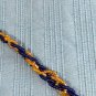 Vntg 1940s Native American Navy/Gold Tone Beaded Lariat Necklace Leather Bound
