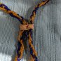 Vntg 1940s Native American Navy/Gold Tone Beaded Lariat Necklace Leather Bound