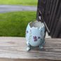 Vtg INARCO 5" Hand Painted Violets Blue Porcelain 3-Footed "Cracked" Egg Vase