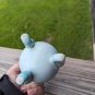 Vtg INARCO 5" Hand Painted Violets Blue Porcelain 3-Footed "Cracked" Egg Vase