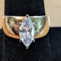 Solitaire 1 Ct Marquis Shaped CZ Yellow 925 Sterling Silver Ring Size 6 In Box