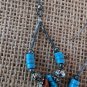 Casual Boho Chic Turquoise Blue & Etched Silver Full Loop Dangle Drop Earrings.