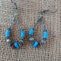 Casual Boho Chic Turquoise Blue & Etched Silver Full Loop Dangle Drop Earrings.