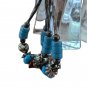 Casual Boho Chic Turquoise Blue & Etched Silver Full Loop Dangle Drop Earrings.