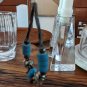 Casual Boho Chic Turquoise Blue & Etched Silver Full Loop Dangle Drop Earrings.