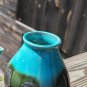 Clay Ceramic Vase Chocolate Brown With Glossy Turquoise Glaze Drip