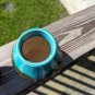 Clay Ceramic Vase Chocolate Brown With Glossy Turquoise Glaze Drip