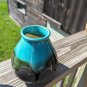Clay Ceramic Vase Chocolate Brown With Glossy Turquoise Glaze Drip