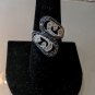 ESTATE PURCHASED .925 STERLING SILVER FANCY BLUE RIVER RHINESTONE RING SIZE 7