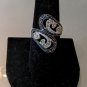 ESTATE PURCHASED .925 STERLING SILVER FANCY BLUE RIVER RHINESTONE RING SIZE 7