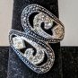 ESTATE PURCHASED .925 STERLING SILVER FANCY BLUE RIVER RHINESTONE RING SIZE 7