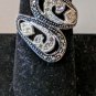 ESTATE PURCHASED .925 STERLING SILVER FANCY BLUE RIVER RHINESTONE RING SIZE 7