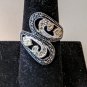 ESTATE PURCHASED .925 STERLING SILVER FANCY BLUE RIVER RHINESTONE RING SIZE 7