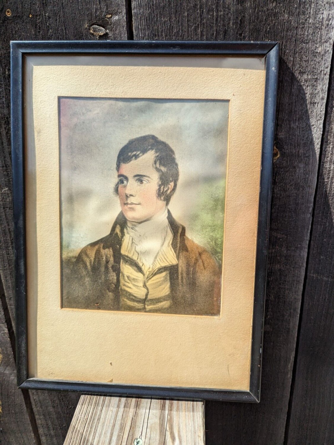 Vintage Young Robert Burns Scottish Poet Framed Portrait Print Wall Art